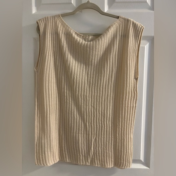 Zara Cream Ribbed Tank Top - Picture 5 of 7